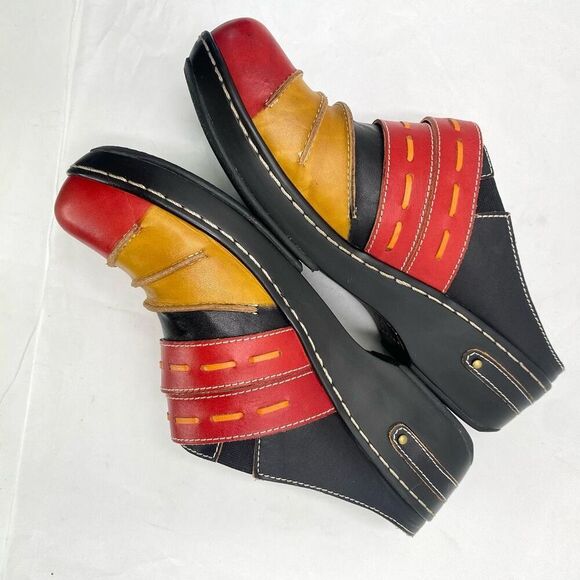 Spring Step Women's Leather Mules - Red, Yellow, Black - Picture 2 of 13